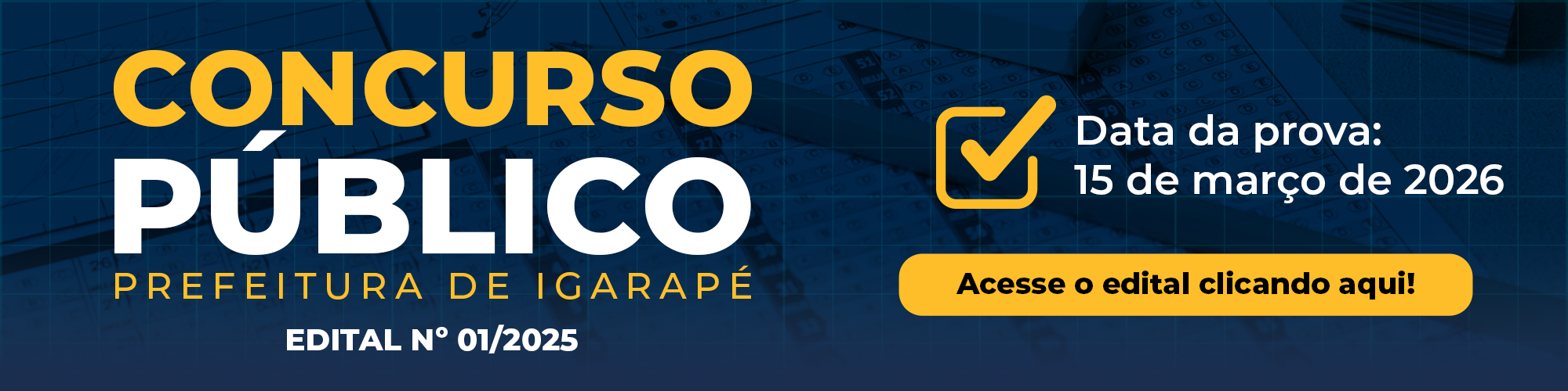 Banner do concurso - data da prova